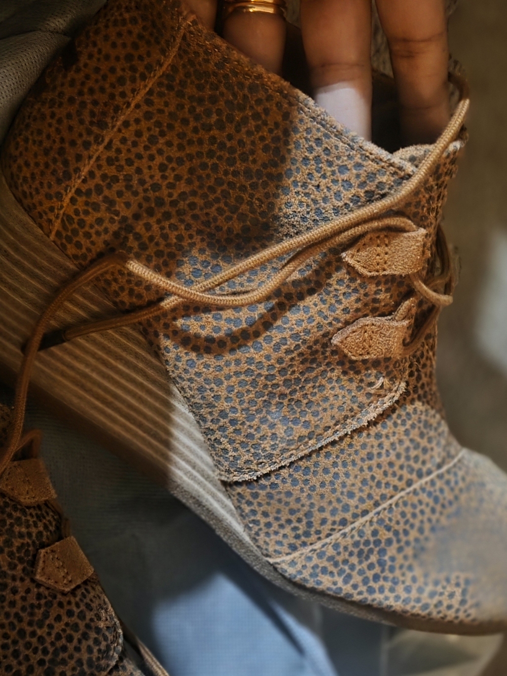 Leopard-Print Wedge Booties in Brown
